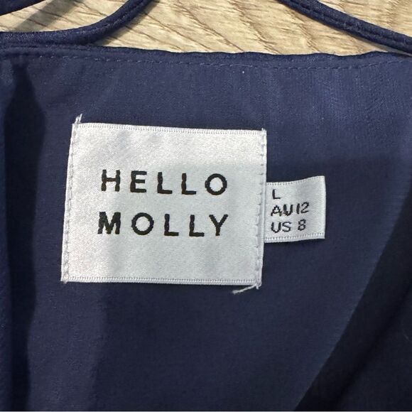 Women's Hello Molly Navy Blue Satin Wrap Mini Dress - Picture 5 of 8